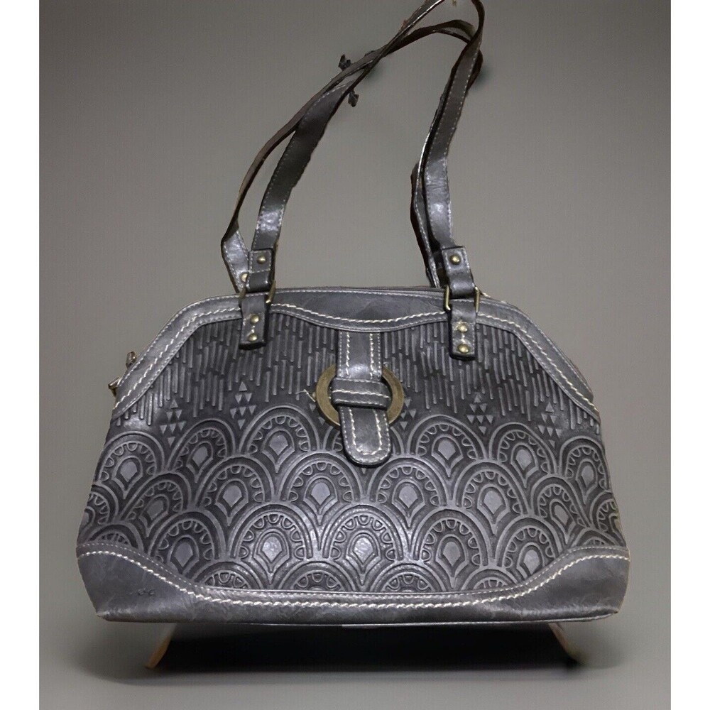 Born Concepts boc Grey Carlston Scallop Design Shoulder Bag Double Handle Purse
